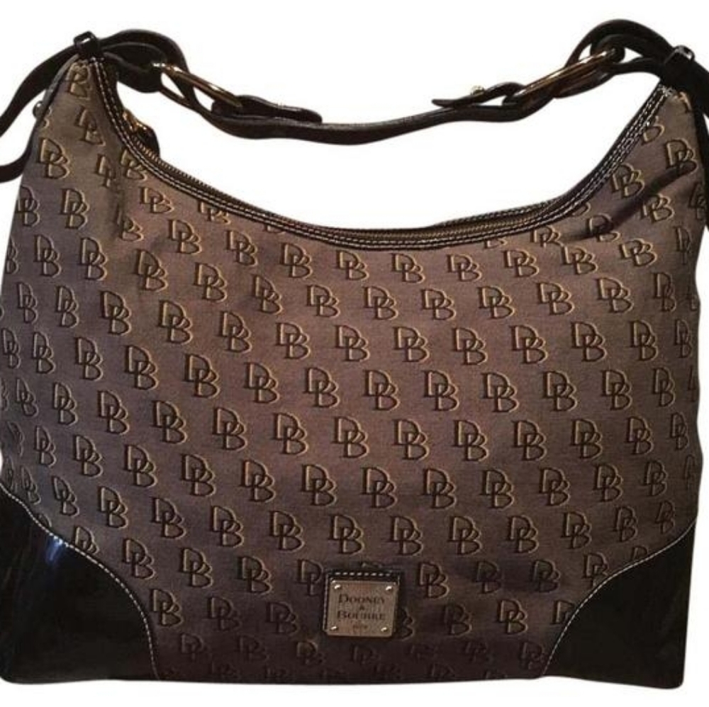 Dooney & Bourke Signature Large Black Grey Canvas